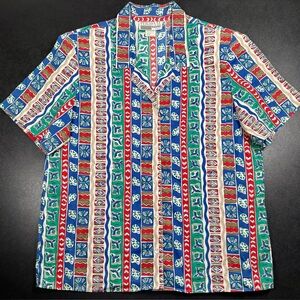 Vintage 80s Leslie Fay Colorful Geometric Shirt – Size 14| Made in USA